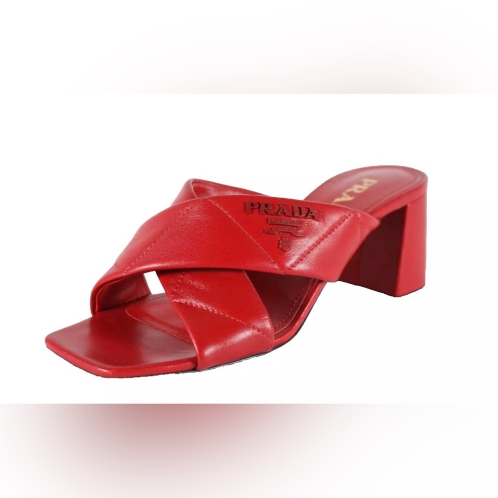 Prada quilted Nappa block heels mules 36.5